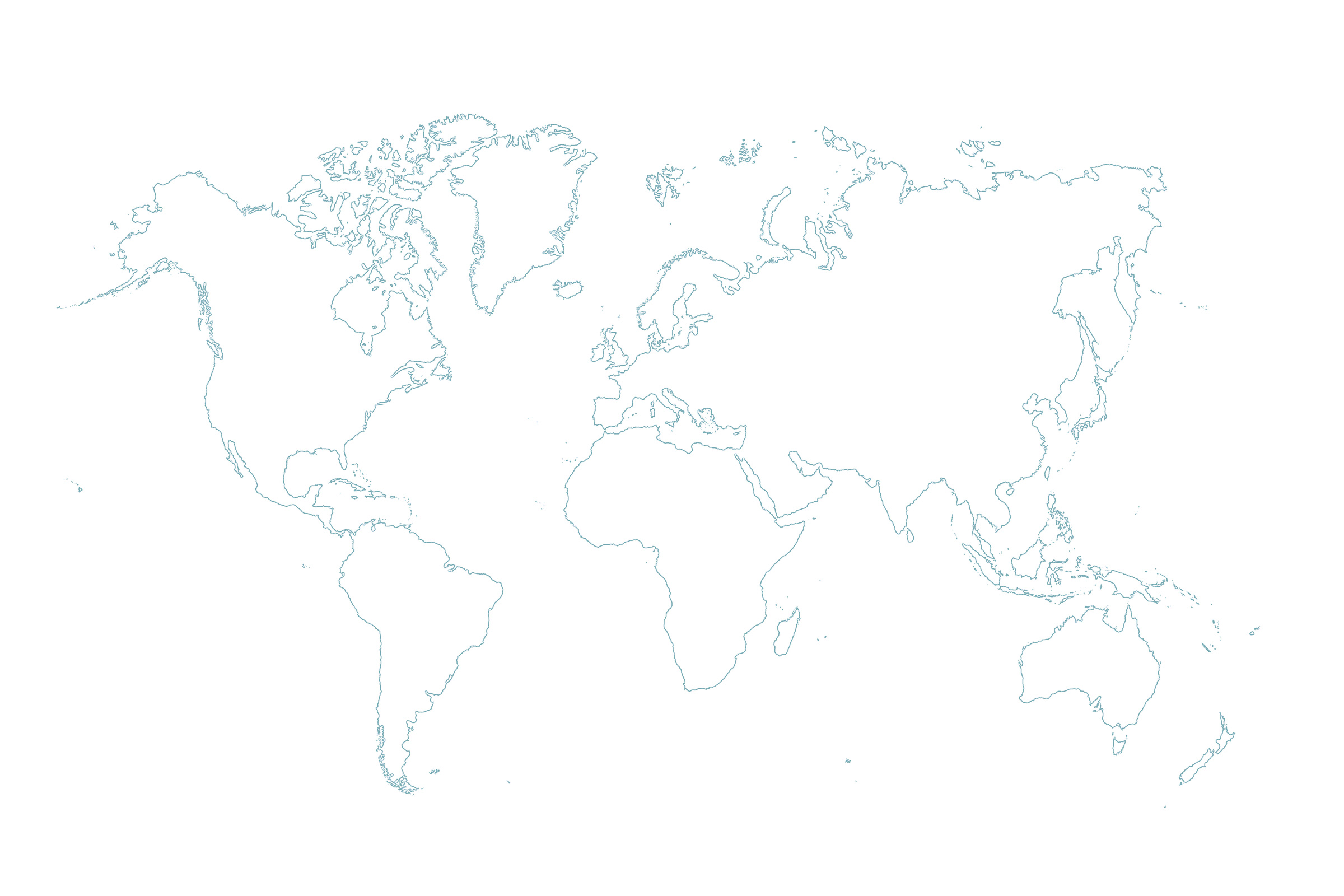 blue map of the world on white background